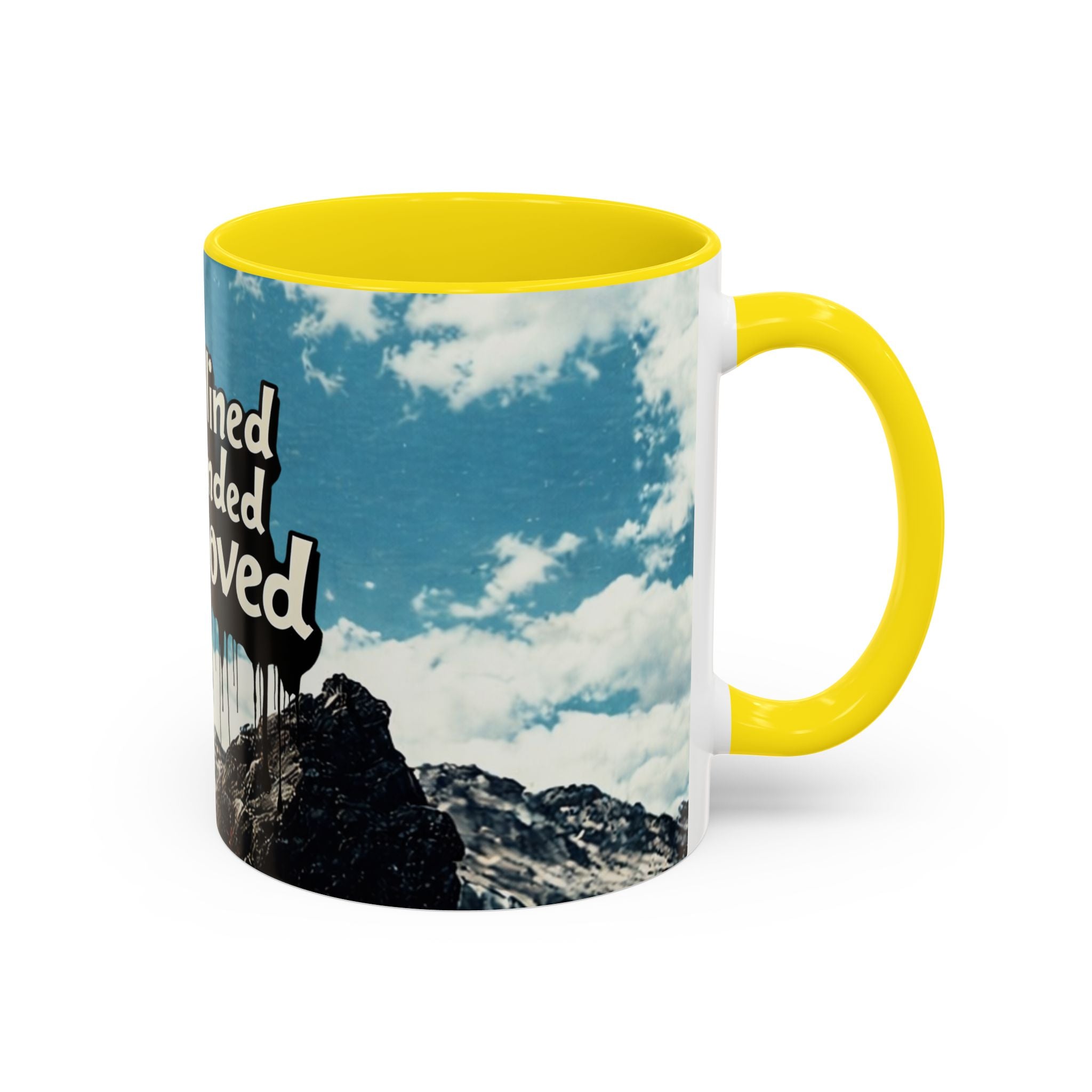 Disciplined, Grounded & Unmoved Coffee Mug — Motivational Mountain Accent Mug (11/15oz)