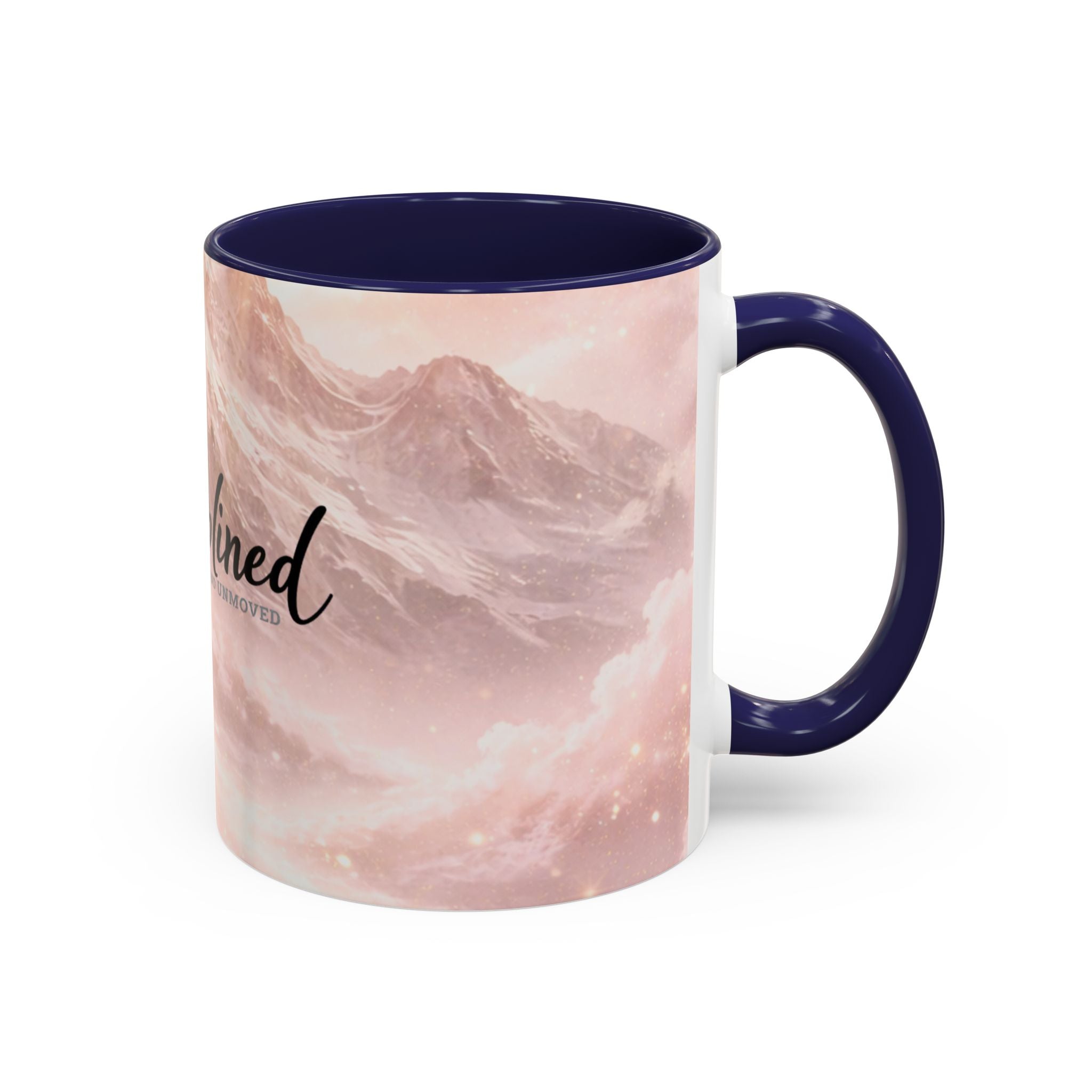 Disciplined Accent Coffee Mug — 'Disciplined: Grounded and Unmoved' Inspirational Pink Marble Ceramic Mug