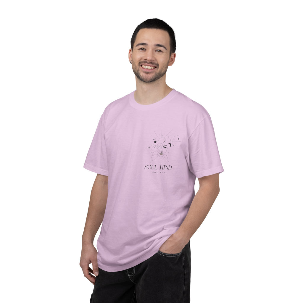 Soul Mind galactic skull illustration T-Shirt | spiritual logo tee