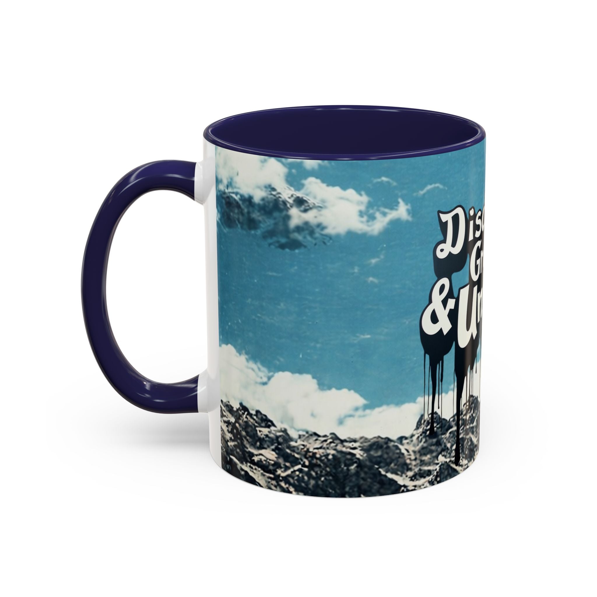 Disciplined, Grounded & Unmoved Coffee Mug — Motivational Mountain Accent Mug (11/15oz)