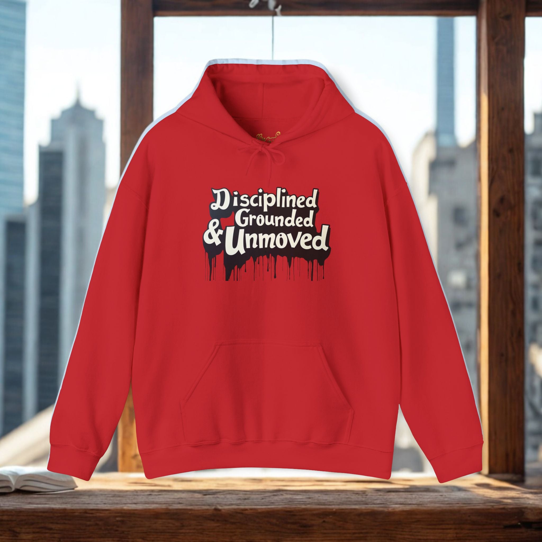 Disciplined & Grounded Hoodie — "Disciplined Grounded & Unmoved" Graphic Men Hoodie