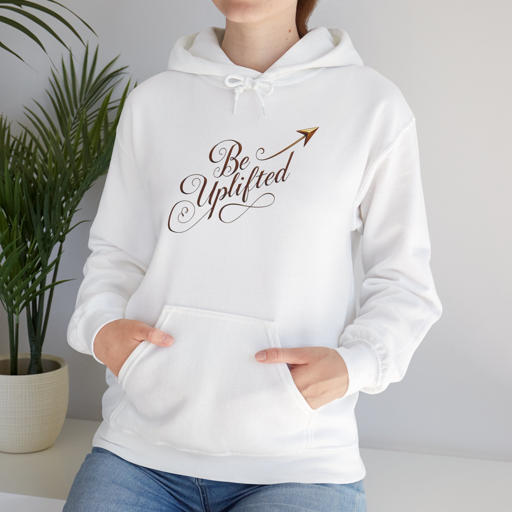 Be Uplifted script arrow Hoodie | Inspirational Typography Sweatshirt