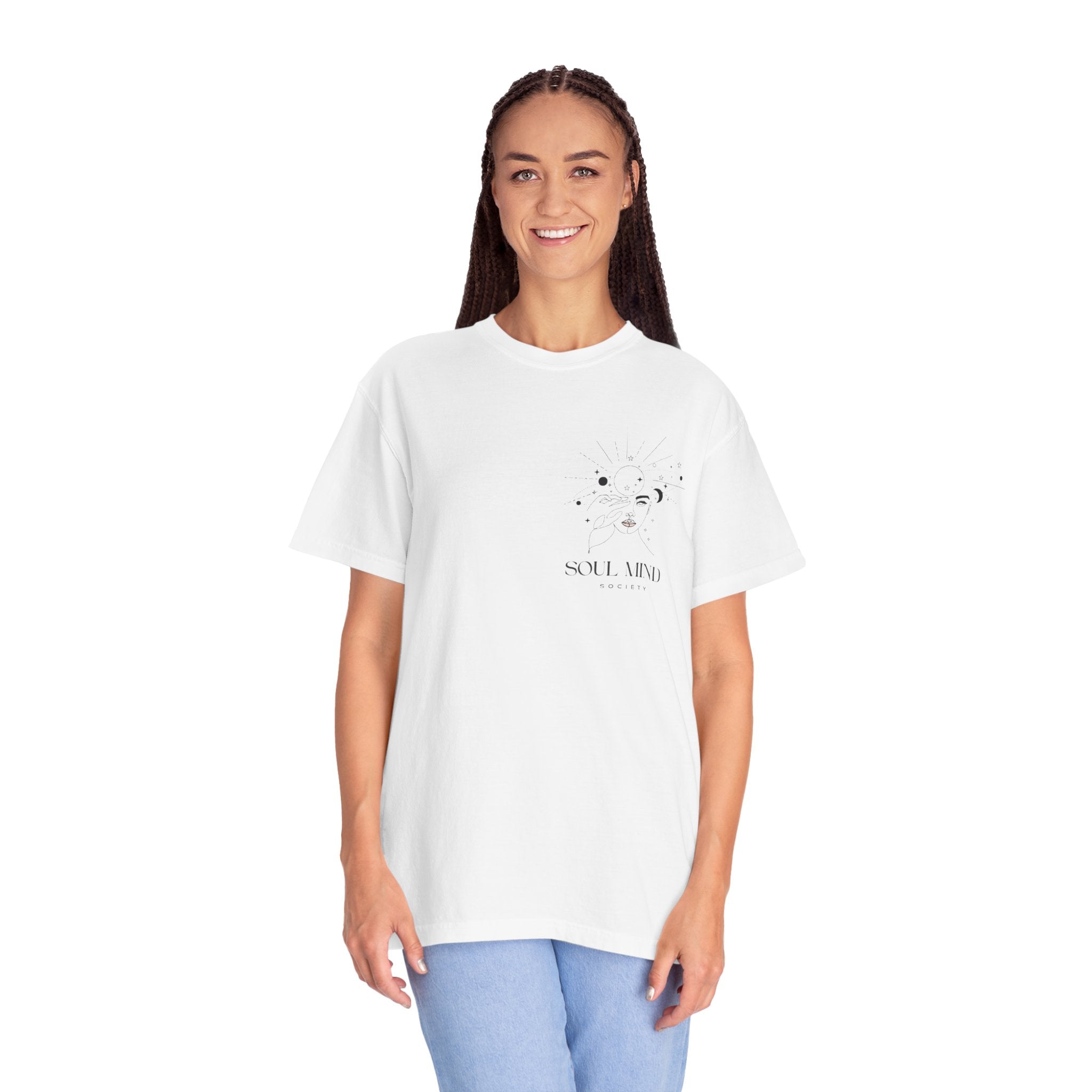 Soul Mind galactic skull illustration T-Shirt | spiritual logo tee