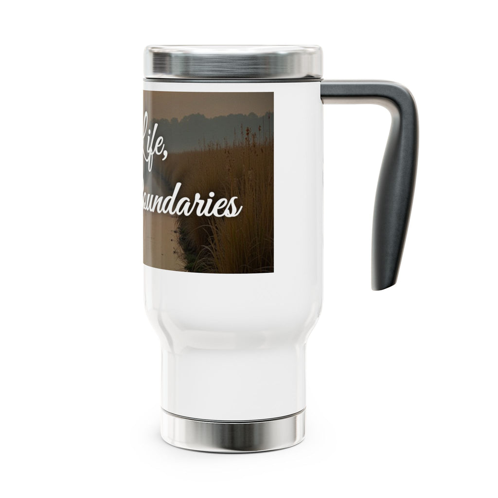 Soft Life, Strong Boundaries Travel Mug — 14oz Stainless Steel Travel Mug with Handle