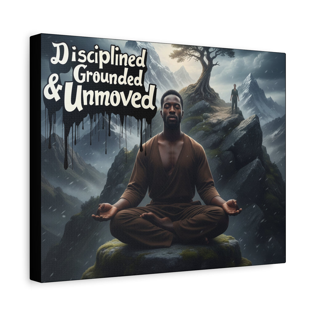 Disciplined, Grounded & Unmoved Canvas Wall Art — Meditation Motivational Print