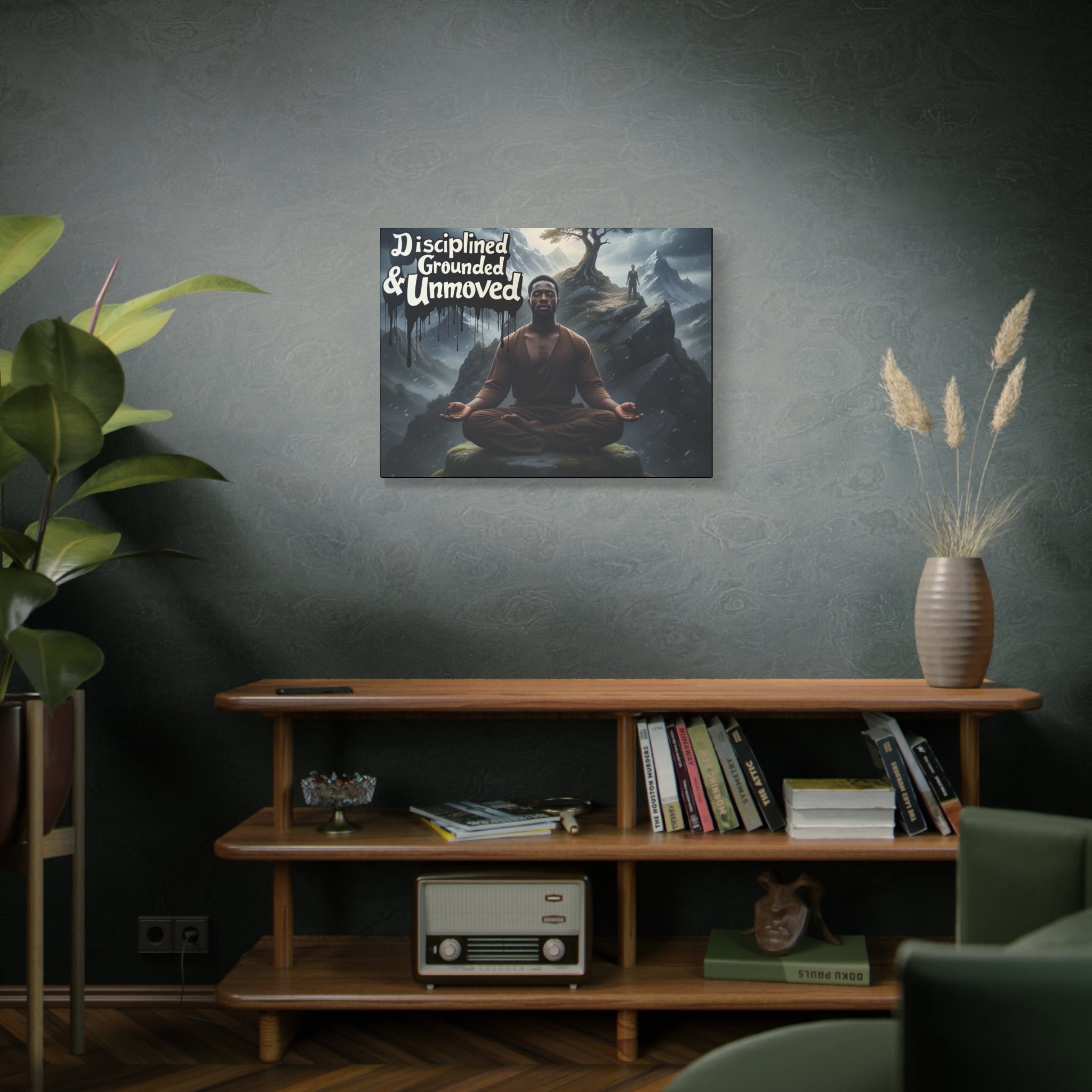 Disciplined, Grounded & Unmoved Canvas Wall Art — Meditation Motivational Print