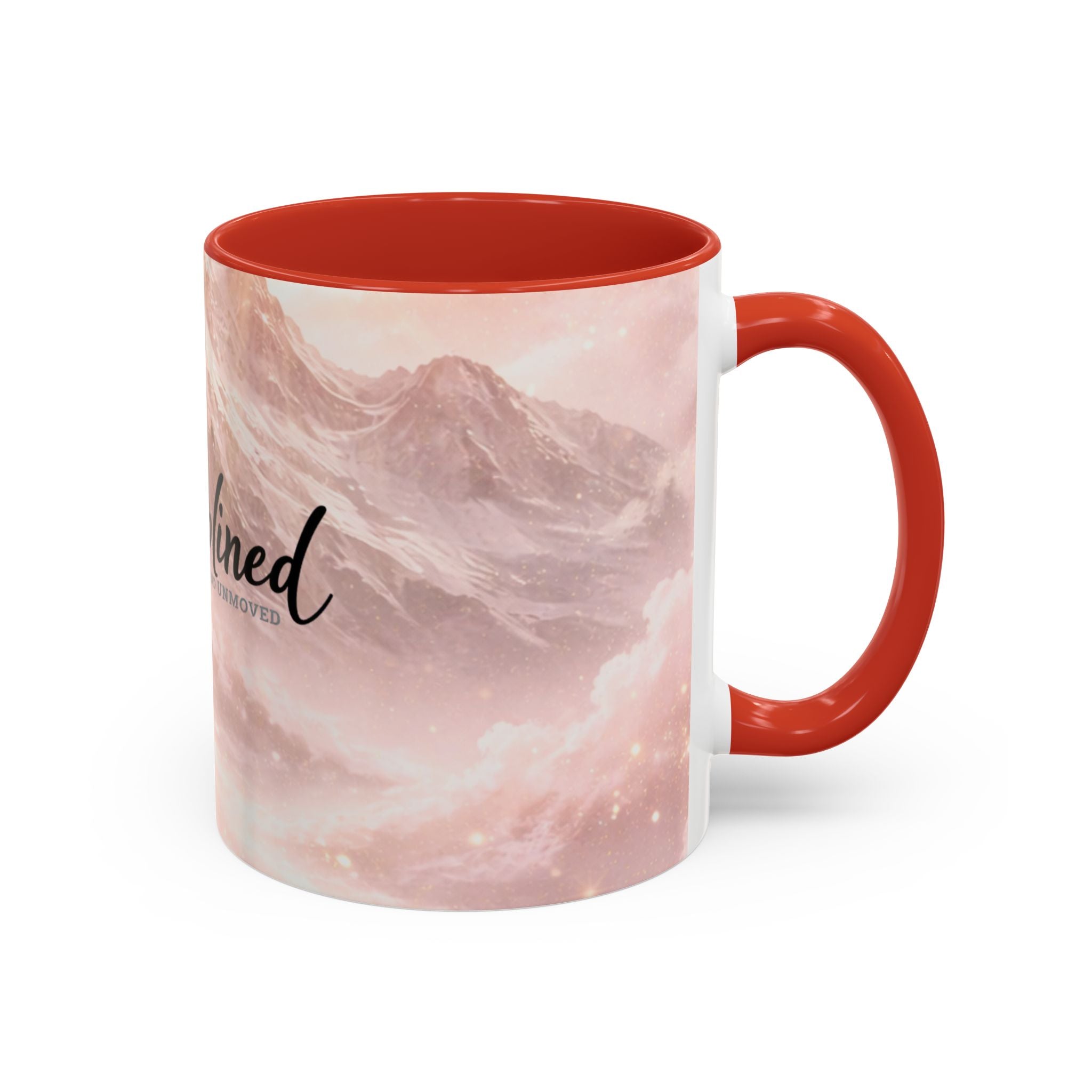 Disciplined Accent Coffee Mug — 'Disciplined: Grounded and Unmoved' Inspirational Pink Marble Ceramic Mug
