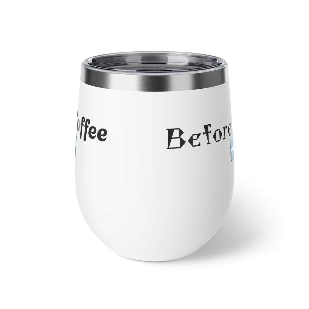 Before Coffee/ After Coffee Dragon Image Tumbler | 12oz Insulated Cup