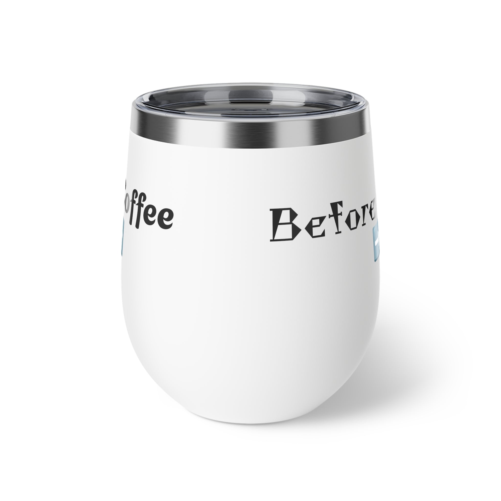 Before Coffee/ After Coffee Dragon Image Tumbler | 12oz Insulated Cup