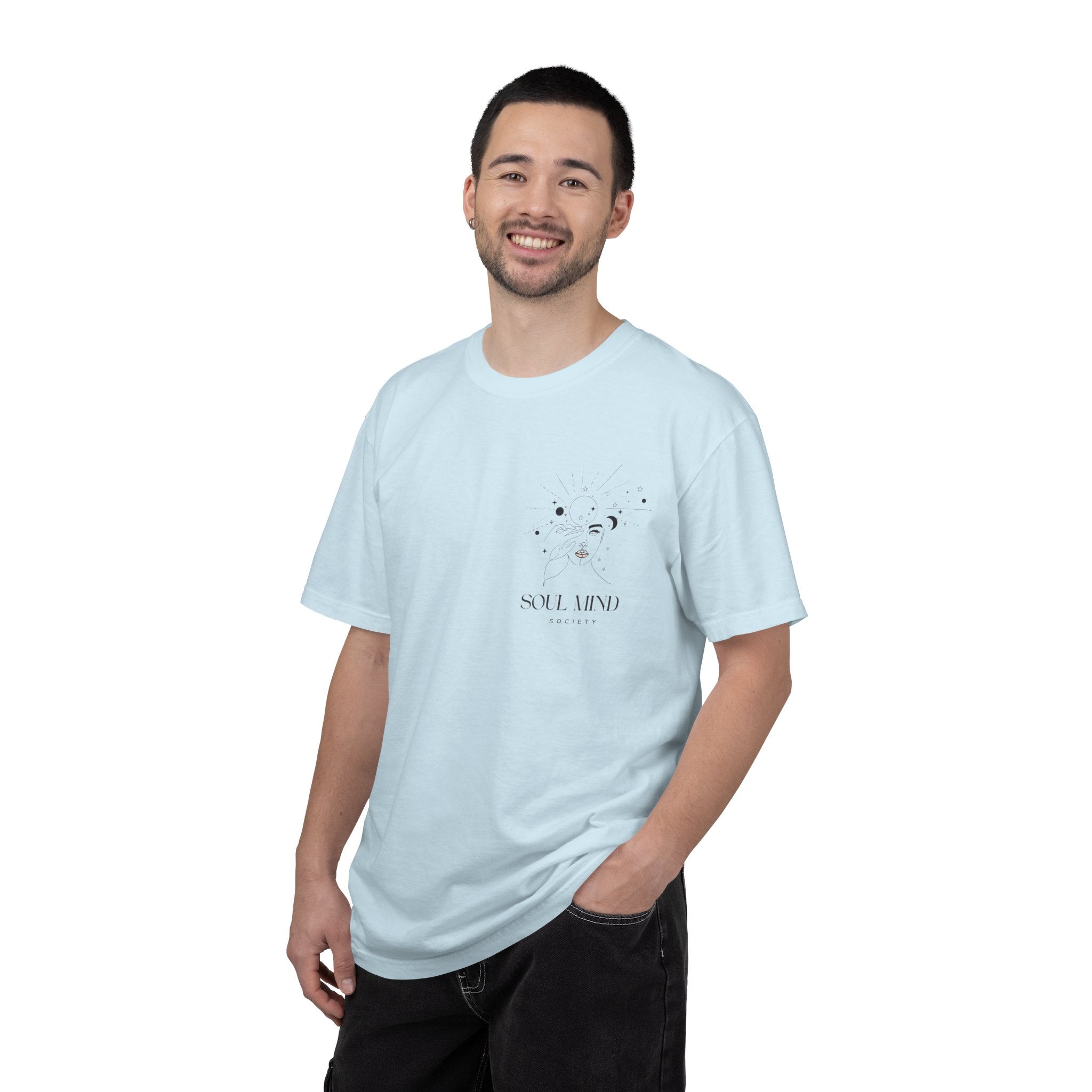Soul Mind galactic skull illustration T-Shirt | spiritual logo tee