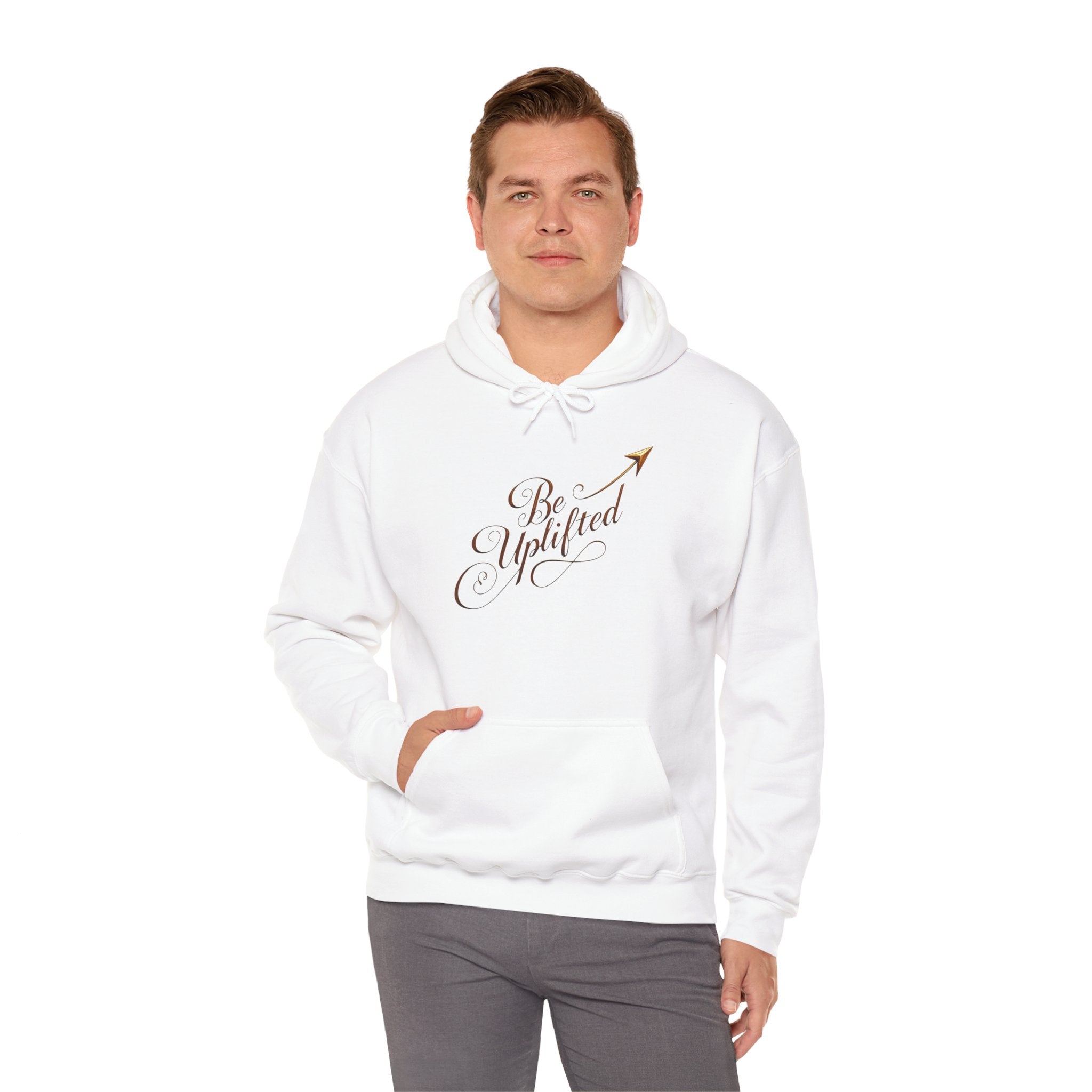 Be Uplifted script arrow Hoodie | Inspirational Typography Sweatshirt