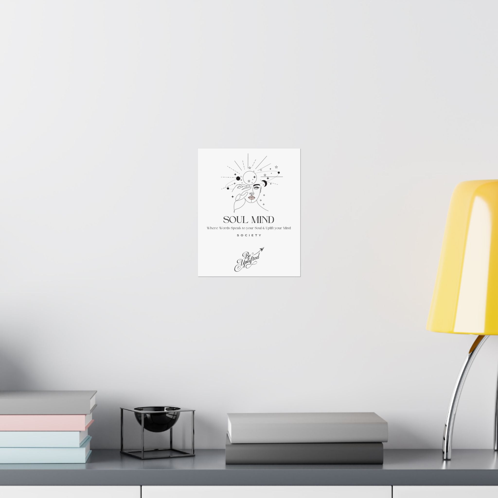 Soul Mind line art face wall poster | Matte Vertical Poster, Inspirational Typography