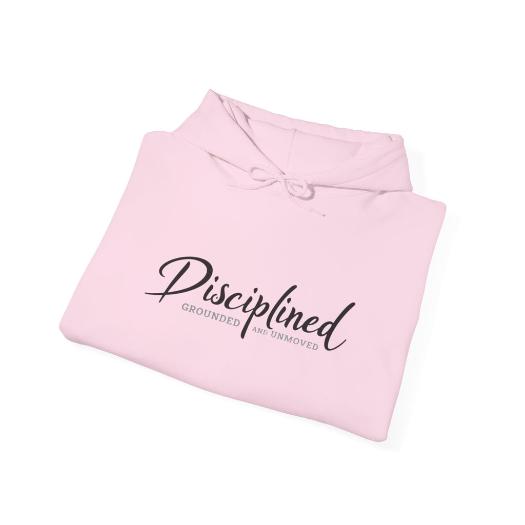 Disciplined Script Hoodie — Inspirational Minimalist Motivational Pullover