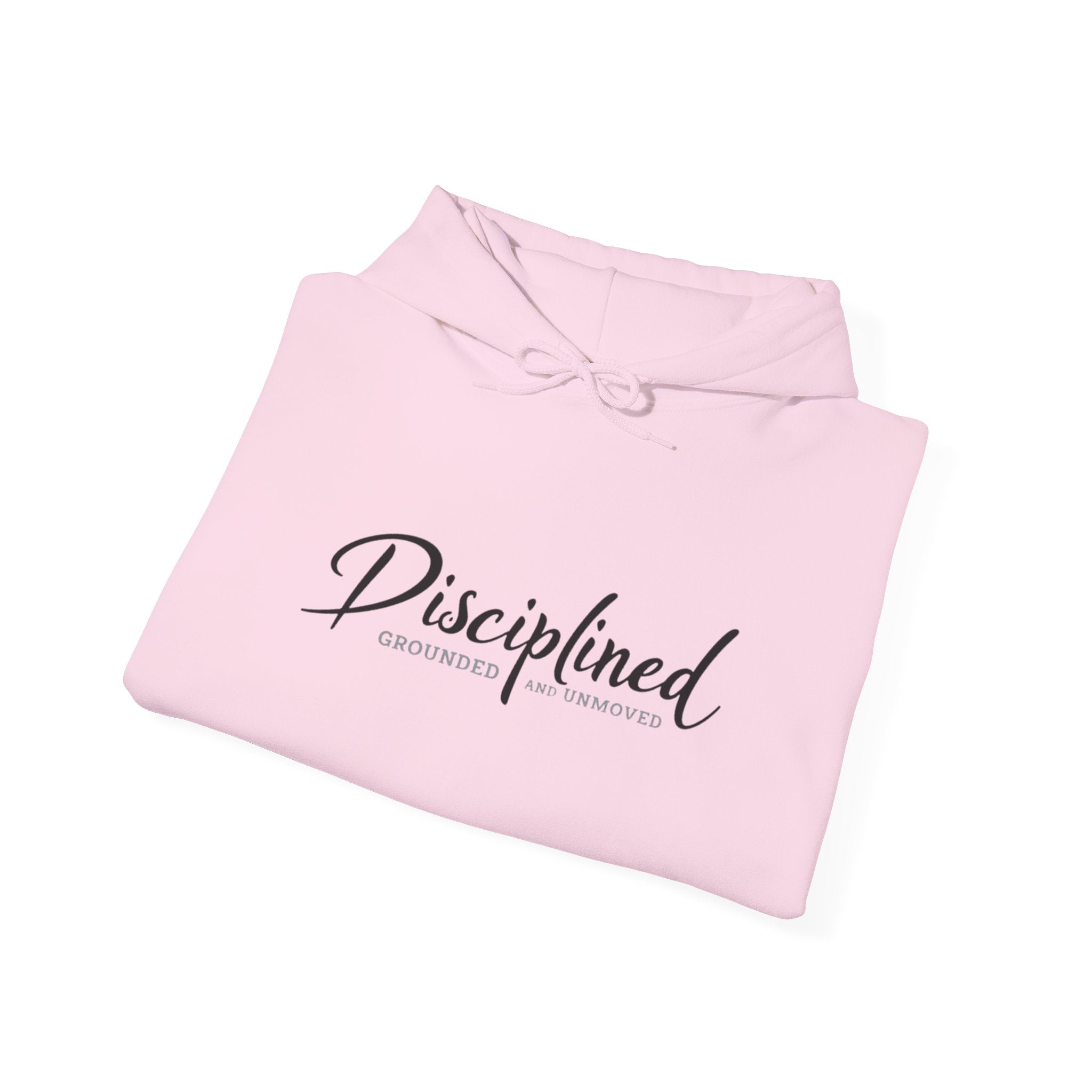 Disciplined Script Hoodie — Inspirational Minimalist Motivational Pullover