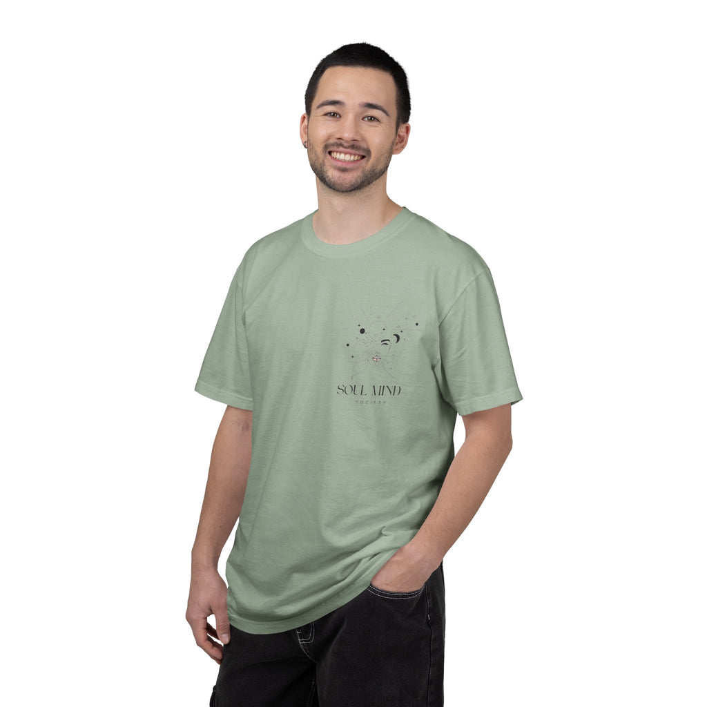 Soul Mind galactic skull illustration T-Shirt | spiritual logo tee