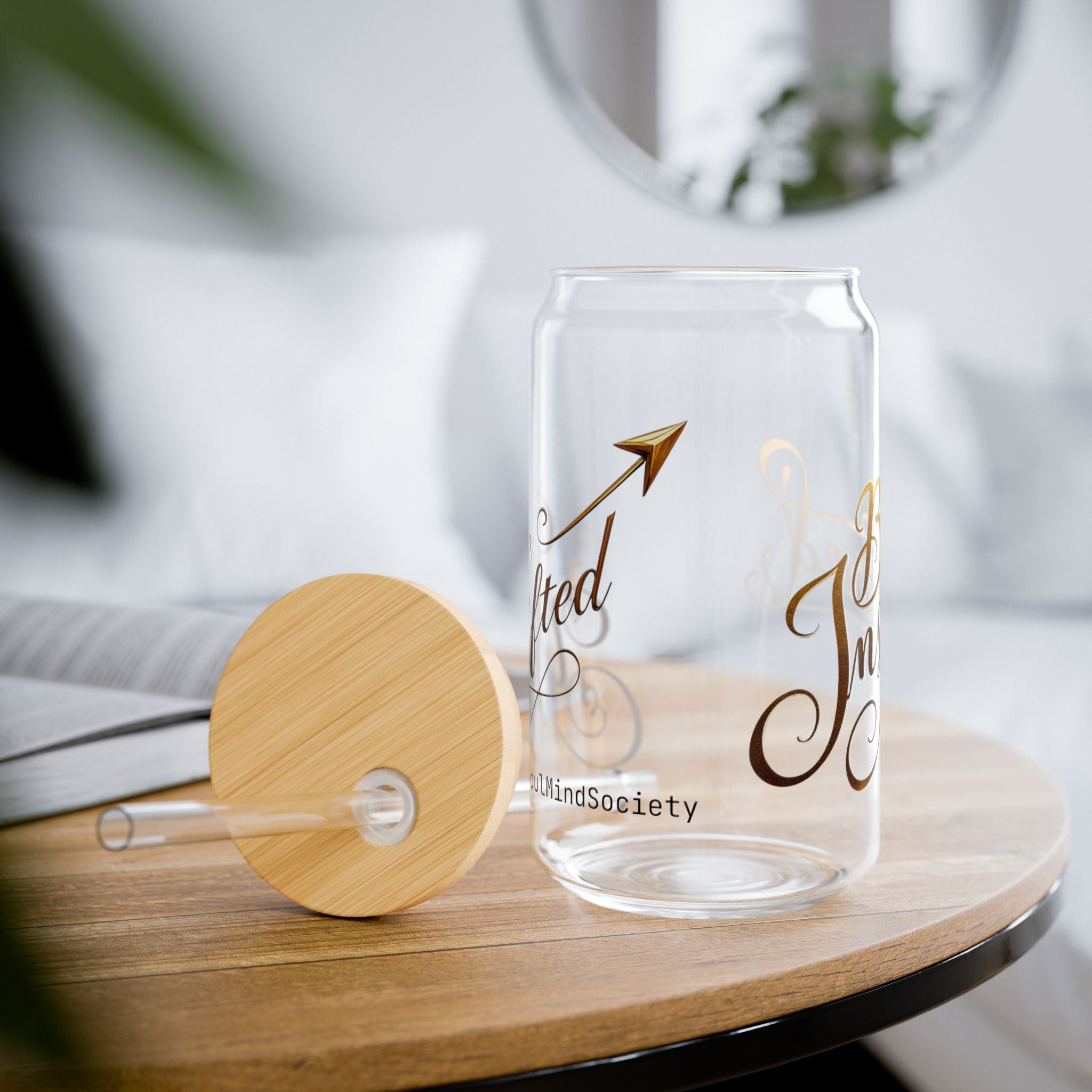 Be Uplifted typography sipper glass | 16oz bamboo lid tumbler