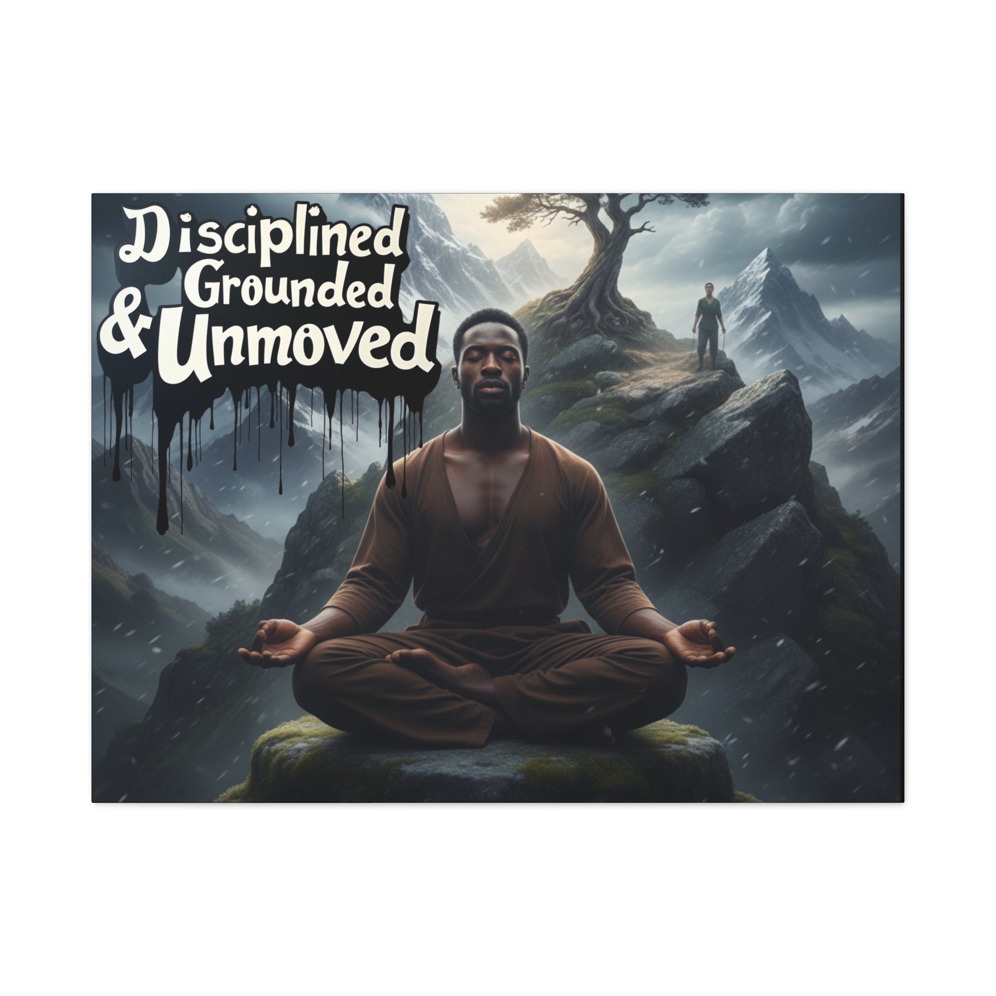 Disciplined, Grounded & Unmoved Canvas Wall Art — Meditation Motivational Print