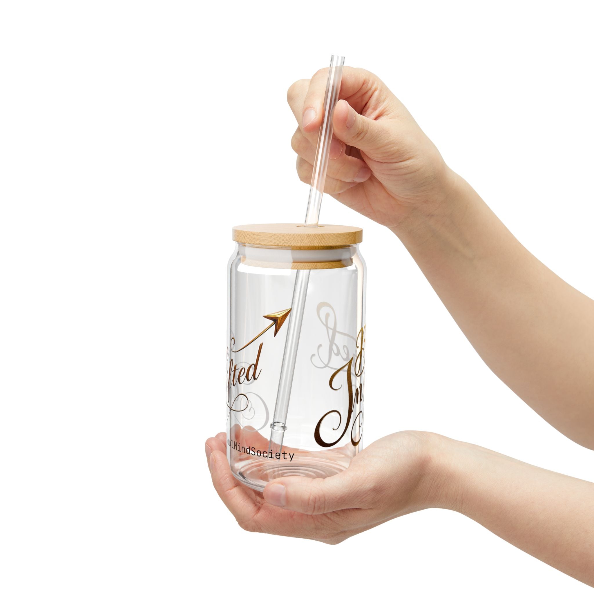 Be Uplifted typography sipper glass | 16oz bamboo lid tumbler