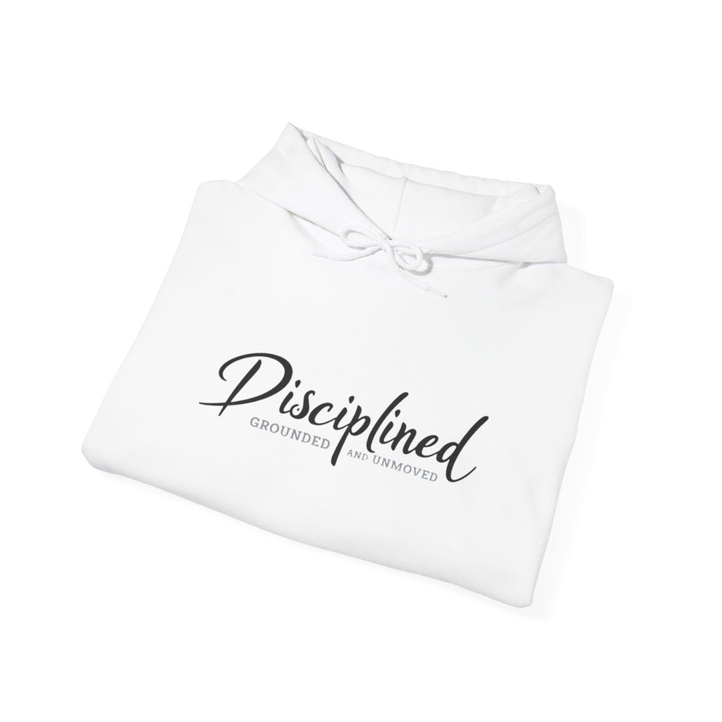Disciplined Script Hoodie — Inspirational Minimalist Motivational Pullover