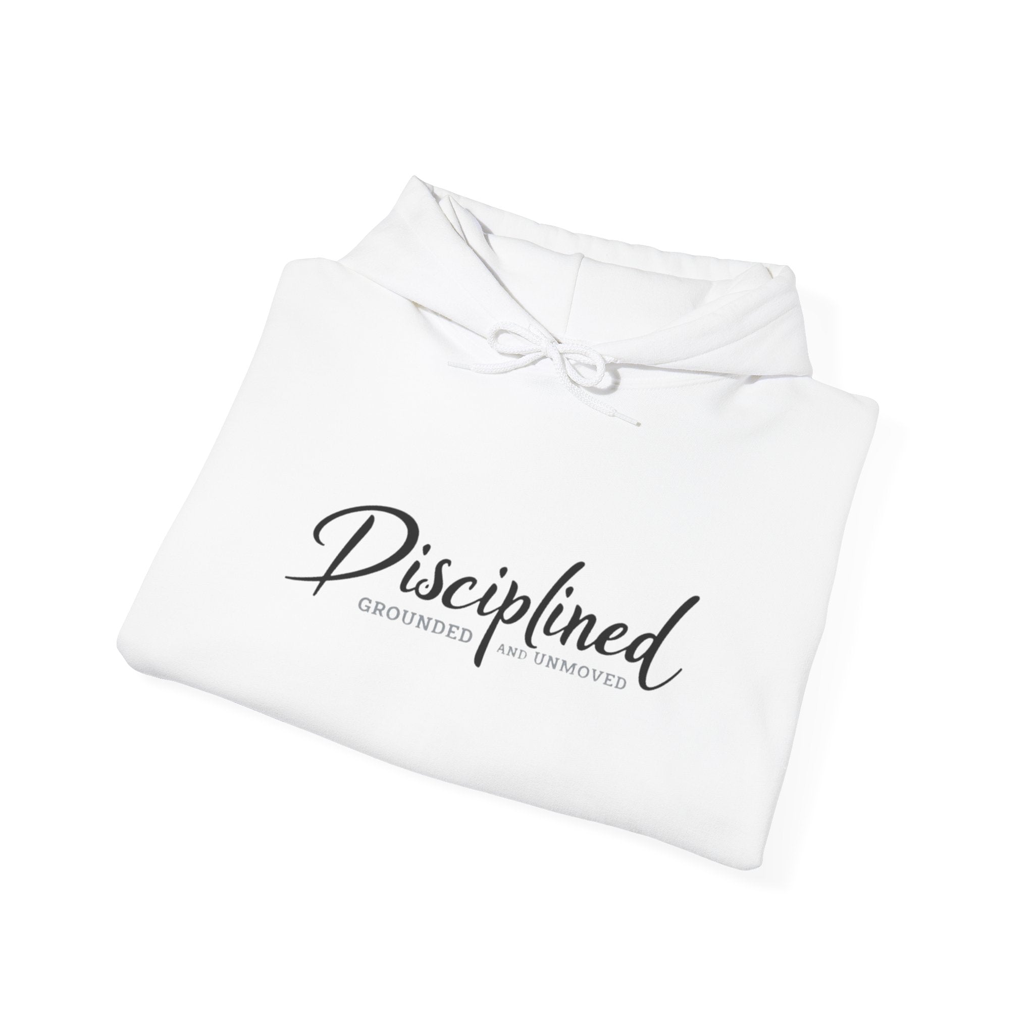 Disciplined Script Hoodie — Inspirational Minimalist Motivational Pullover