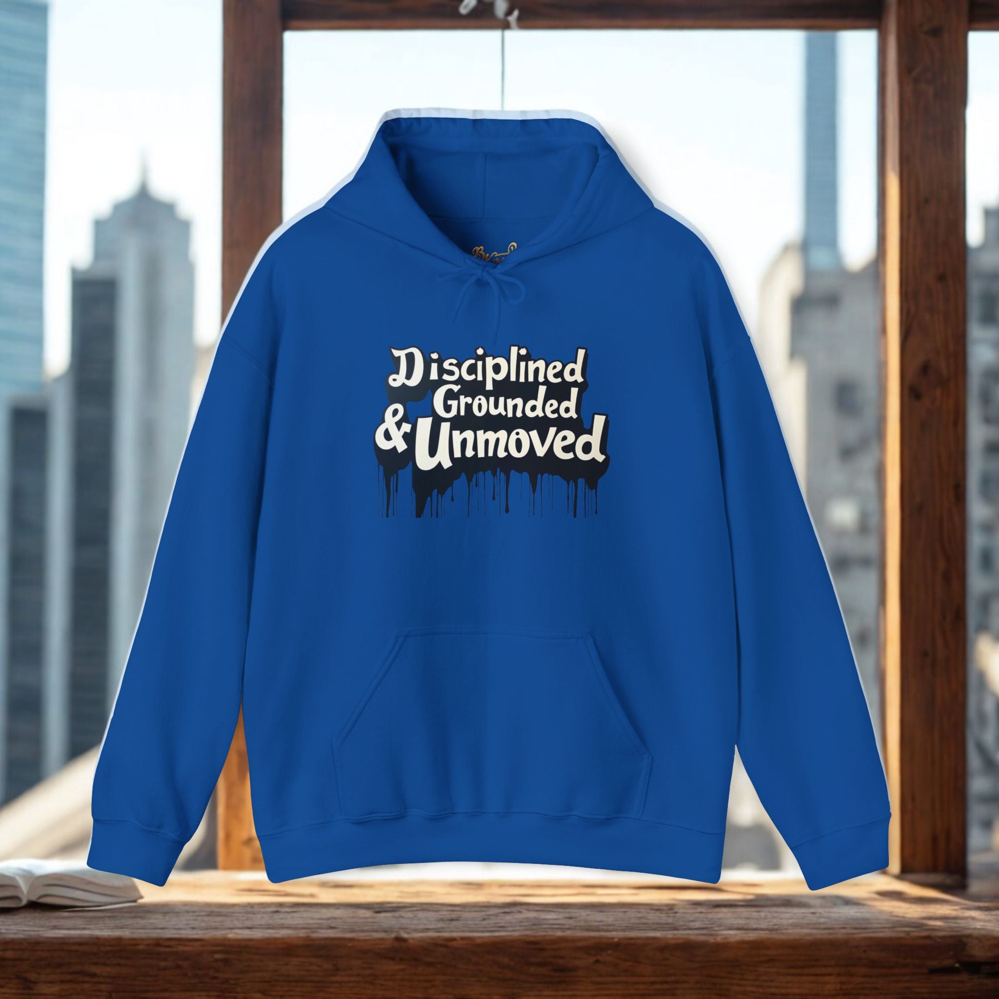 Disciplined & Grounded Hoodie — "Disciplined Grounded & Unmoved" Graphic Men Hoodie