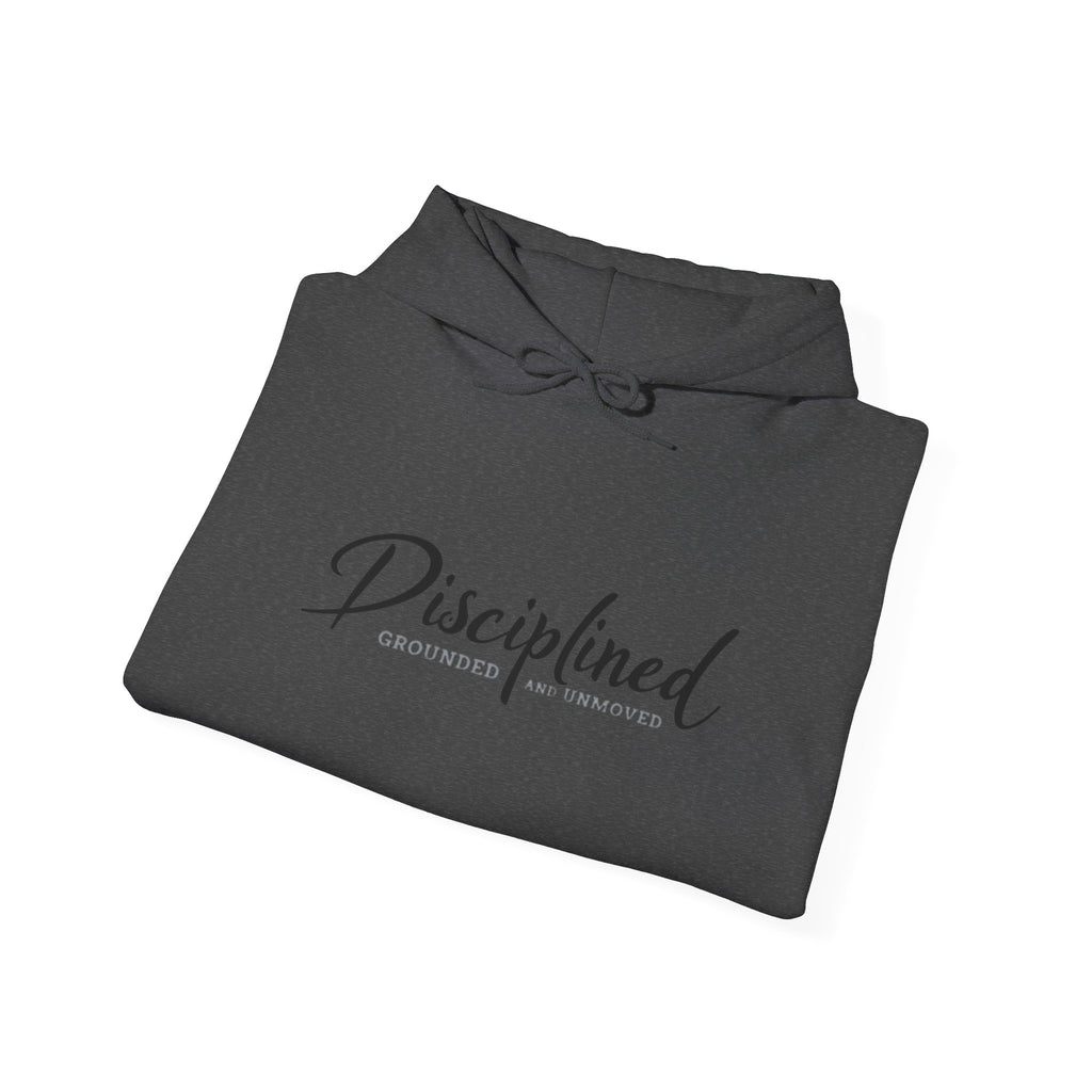 Disciplined Script Hoodie — Inspirational Minimalist Motivational Pullover