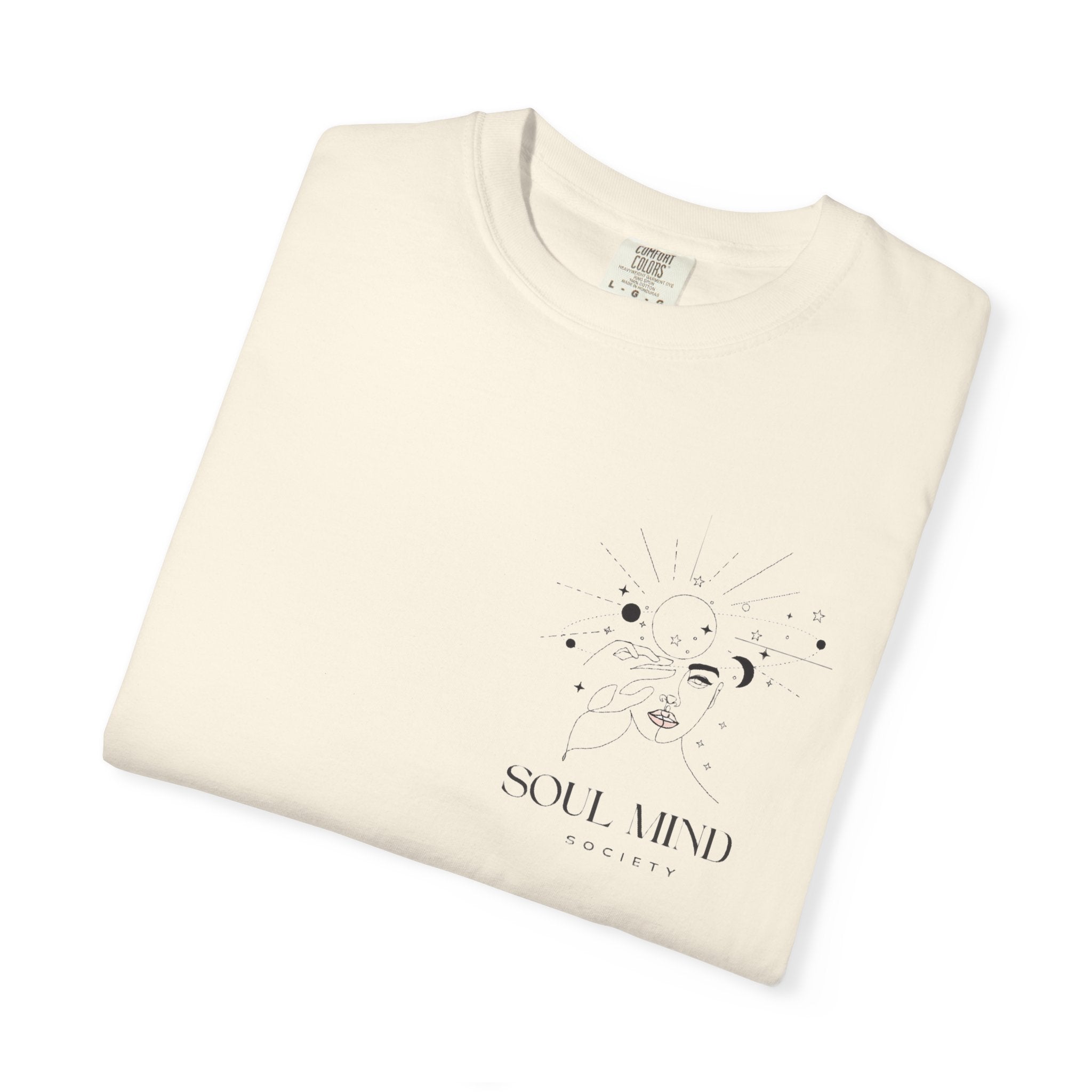 Soul Mind galactic skull illustration T-Shirt | spiritual logo tee