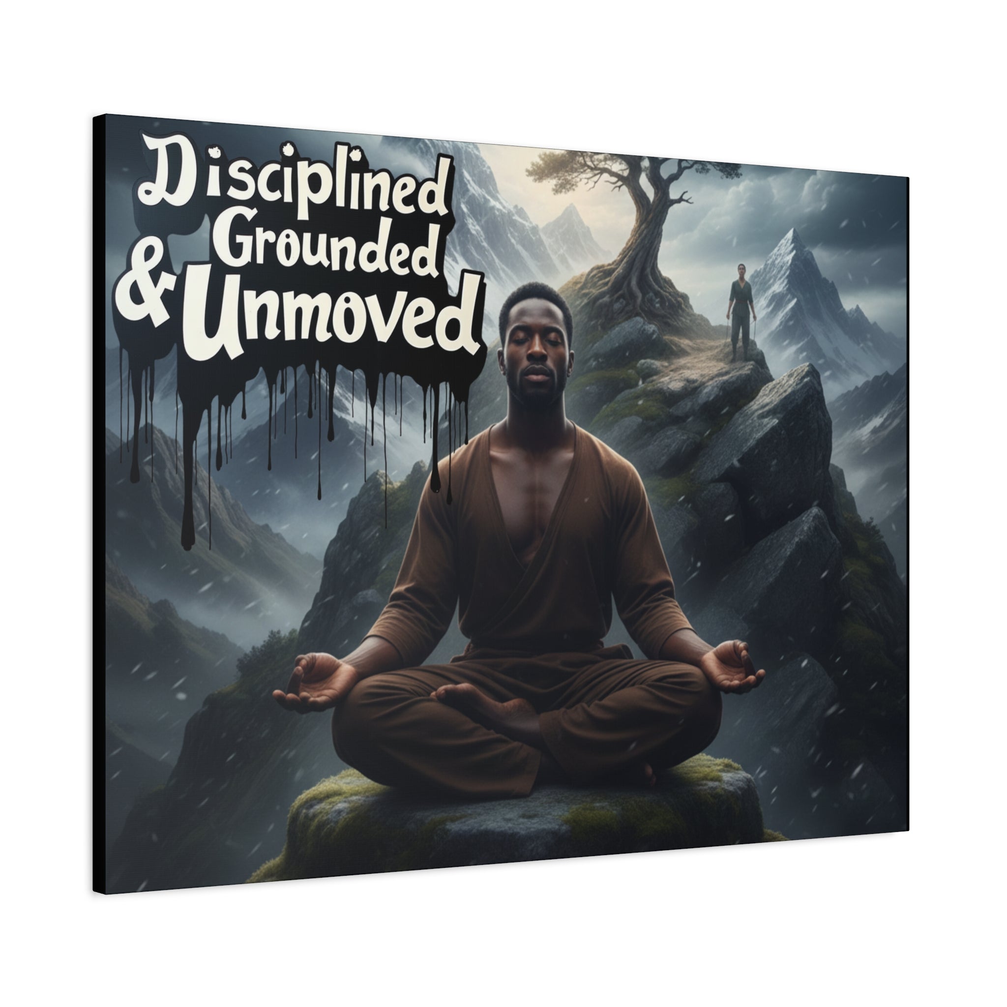 Disciplined, Grounded & Unmoved Canvas Wall Art — Meditation Motivational Print