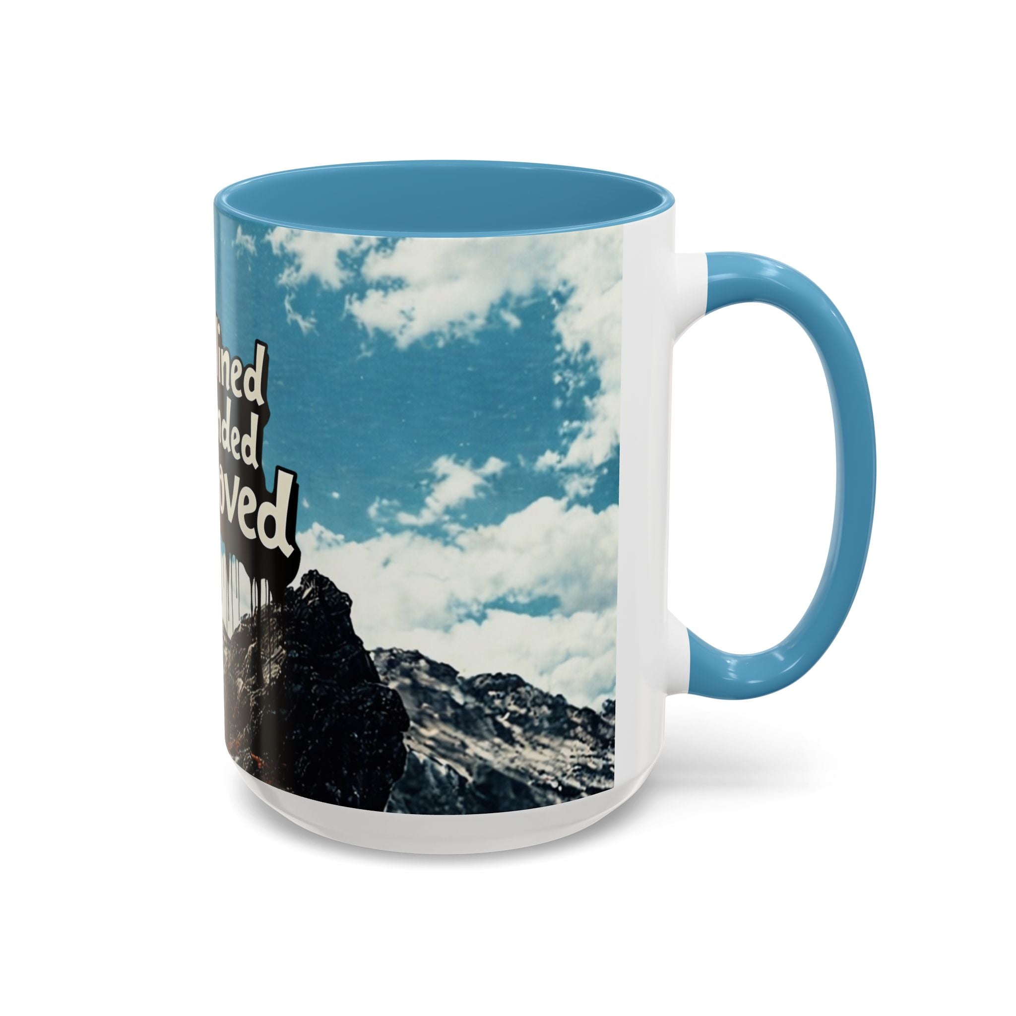Disciplined, Grounded & Unmoved Coffee Mug — Motivational Mountain Accent Mug (11/15oz)