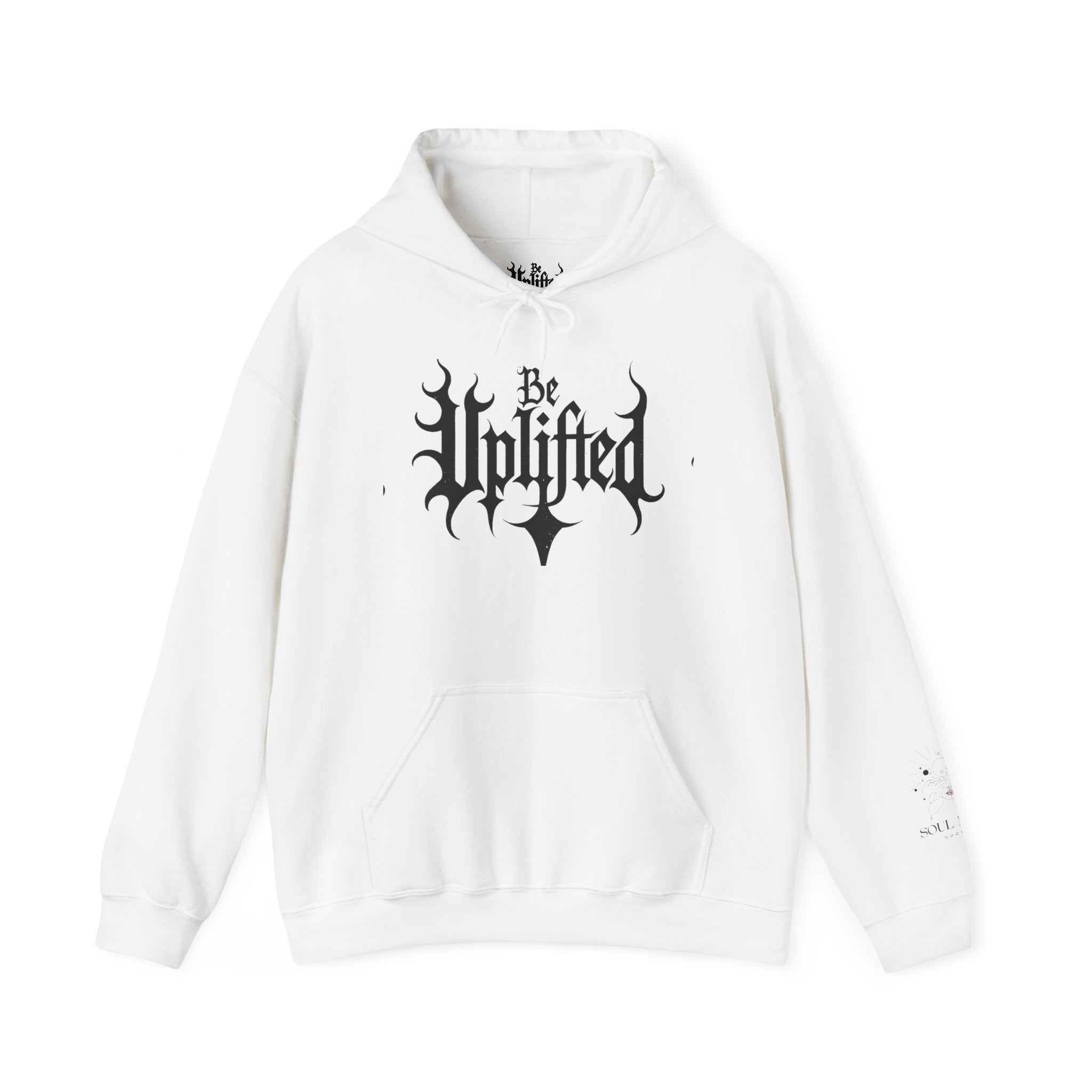 Be Uplifted hoodie | Gothic script cross design