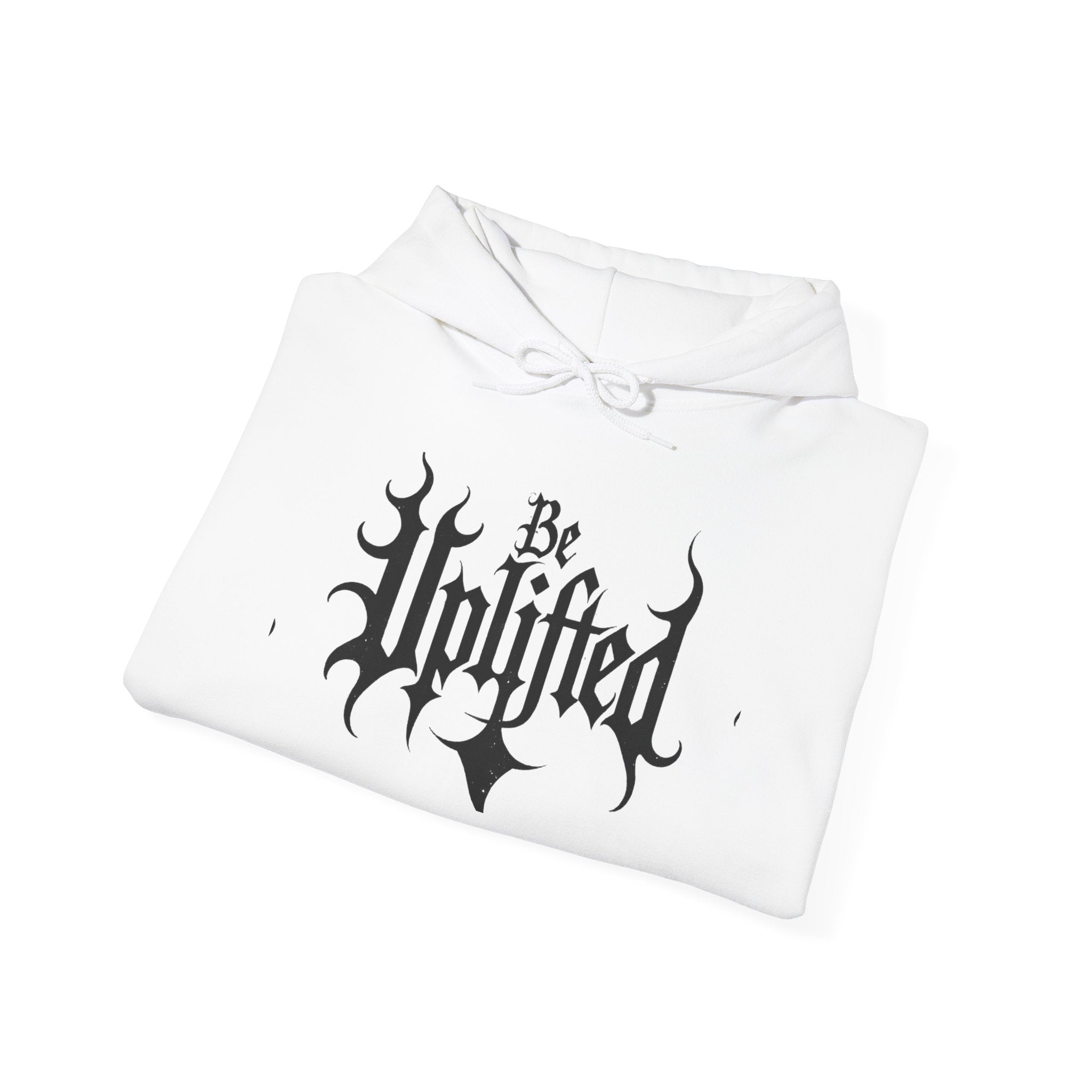 Be Uplifted hoodie | Gothic script cross design