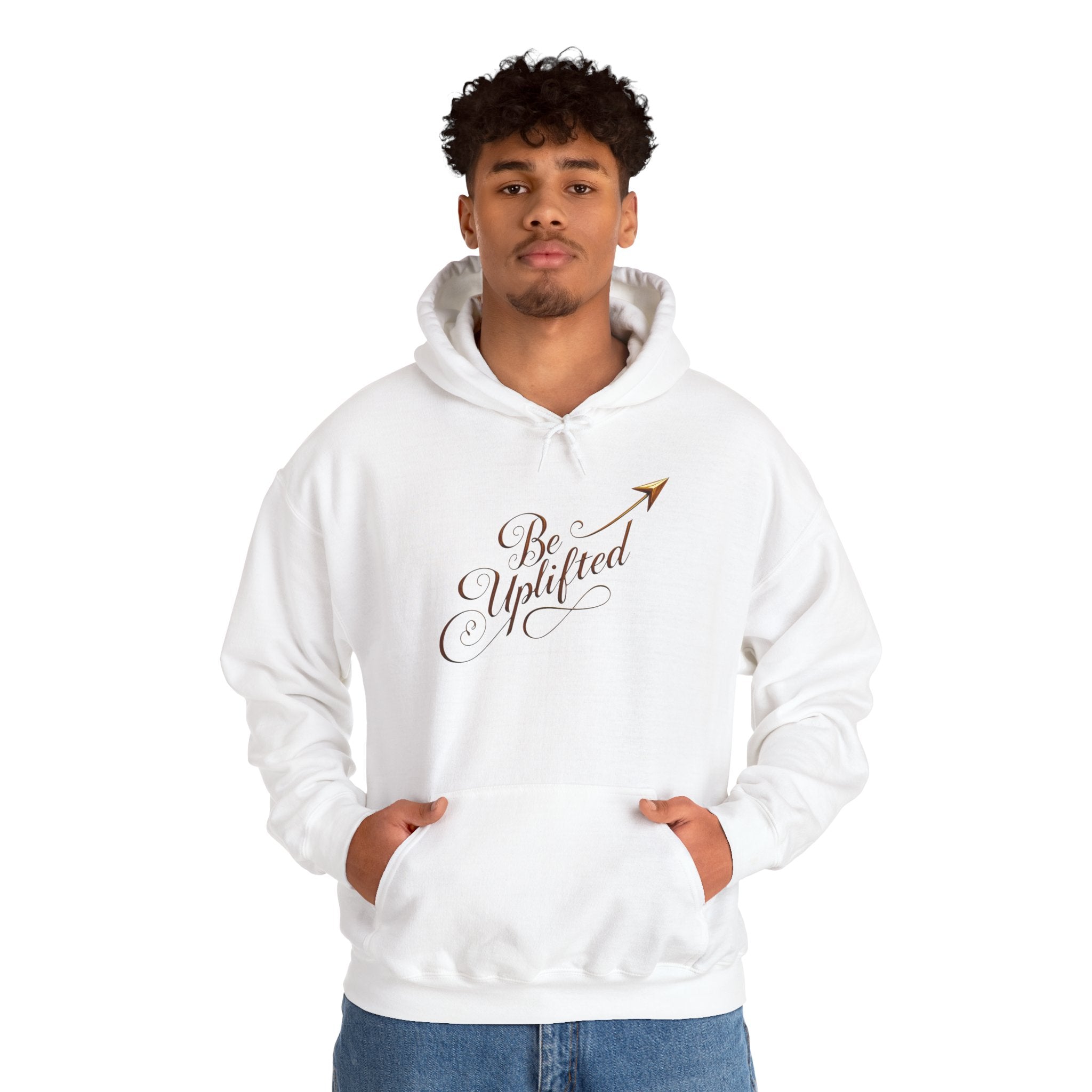 Be Uplifted script arrow Hoodie | Inspirational Typography Sweatshirt