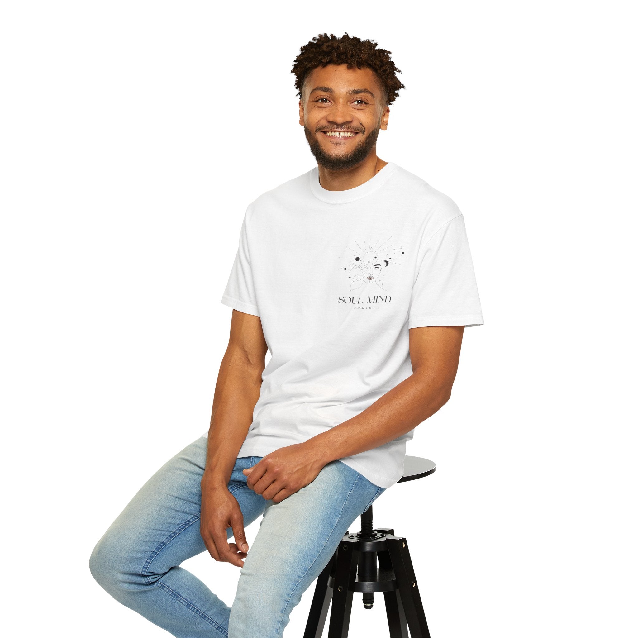 Soul Mind galactic skull illustration T-Shirt | spiritual logo tee
